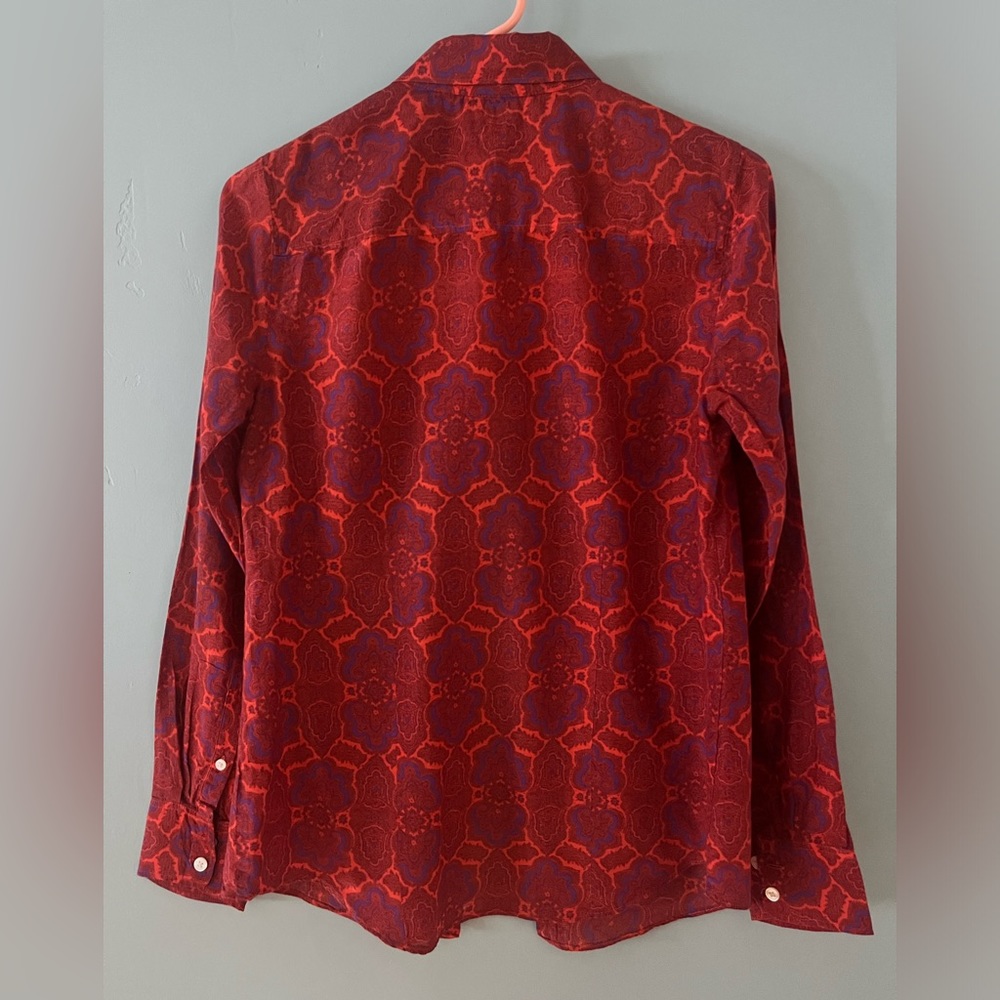 J.Crew silk blend bohemian button down fitted stylish top - Picture 4 of 5